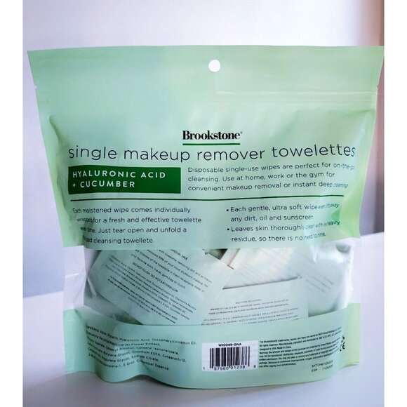 Brookstone Hyaluronic Acid + Cucumber Makeup Remover Towelettes – 40 Towelettes - Picture 6 of 6